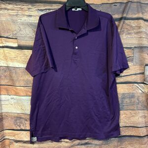 Peter Millar Men's Large Polo Shirt Purple Short Sleeve Performance Golf L